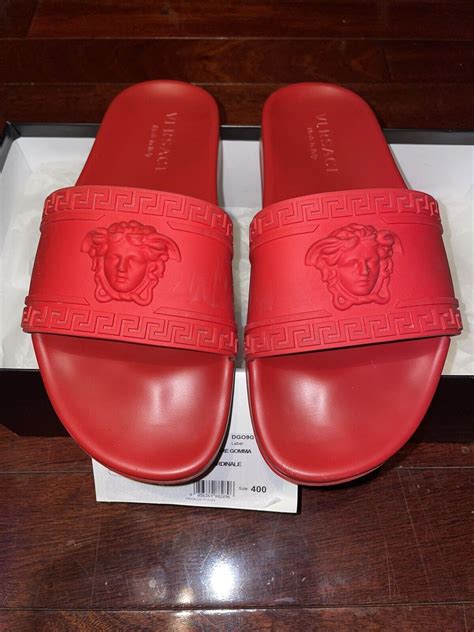 replica red versace slides|versace medusa slides.